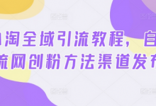 2024小淘全域引流教程,自用引流网创粉方法渠道发布-蜗牛学社