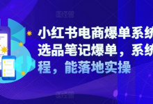 小红书电商爆单系统课,选品笔记爆单,系统课程,能落地实操-蜗牛学社