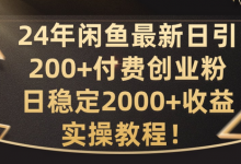 24年闲鱼最新日引200+付费创业粉日稳2000+收益，实操教程-蜗牛学社