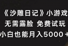 《沙雕日记》小游戏,无需露脸免费试玩,小白也能月入5000+-蜗牛学社