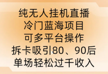 纯无人挂机直播,冷门蓝海项目,可多平台操作,拆卡吸引80、90后,单场轻松过千收入-蜗牛学社