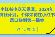 小红书电商无货源,2024年搞钱计划,个体如何在小红书风口赚到第一桶金-蜗牛学社
