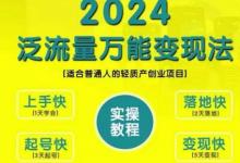 创业变现教学,2024泛流量万能变现法,适合普通人的轻质产创业项目-蜗牛学社