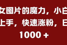 美女图片的魔力，小白轻松上手，快速涨粉，日入几张-蜗牛学社