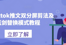 海外tiktok推文双分屏剪法及蓝剑替换模式教程-蜗牛学社