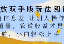 解放双手版玩法阅读,利用信息差让别人操作你来躺Z,管道收益才是王道,小白轻松上手-蜗牛学社
