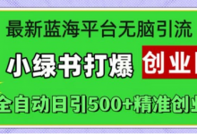 最新蓝海平台无脑引流,小绿书打爆创业圈,全自动日引500+精准创业粉-蜗牛学社