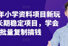 2024年小学资料项目新玩法,长期稳定项目,学会批量复制搞钱-蜗牛学社