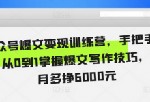 公众号爆文变现训练营，手把手教你，从0到1掌握爆文写作技巧，每个月多挣6000元-蜗牛学社