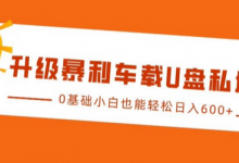 升级暴利车载U盘私域玩法，0基础小白也能轻松日入多张-蜗牛学社