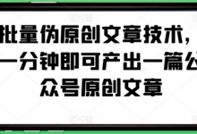 批量伪原创文章技术，一分钟即可产出一篇公众号原创文章-蜗牛学社