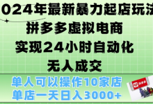 2024年最新暴力起店玩法，拼多多虚拟电商4.0，24小时实现自动化无人成交，单店月入3000+-蜗牛学社