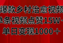 爆款乡村治愈视频，单条视频点赞15W+单日变现1k-蜗牛学社