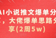 AI小说推文爆单分享，大佬爆单思路分享(2周5w)-蜗牛学社