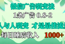 微信广告裂变法，操控人性，自发为你免费宣传，人与人的裂变才是最佳流量，单日睡后收入1k-蜗牛学社
