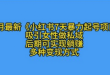 K总部落11月最新小红书7天暴力起号项目,吸引女性做私域-蜗牛学社
