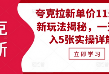 夸克拉新单价11米最新玩法揭秘，一天收入5张实操详解-蜗牛学社