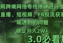 利用跨境电商网络及搭建TK直播、短视频、FB投流获客以及商城遇到的问题进行变现3.0必看版-蜗牛学社
