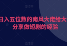 日入五位数的南风大佬给大家分享做短剧的经验-蜗牛学社