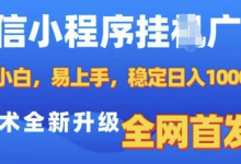 微信小程序全自动挂JI广告,纯小白易上手,稳定日入多张,技术全新升级,全网首发-蜗牛学社