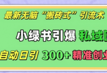 最新无脑“搬砖式”引流术，小绿书引爆私域圈，全自动日引300+精准创业粉-蜗牛学社