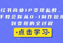 小红书商业IP变现私教,手把手教会你从0-1制作短视频到变现的全过程-蜗牛学社