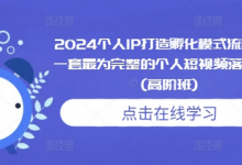 2024个人IP打造孵化模式流程课，一套最为完整的个人短视频落地课程(高阶班)-蜗牛学社