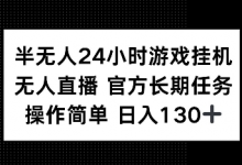 半无人24小时游戏挂JI，官方长期任务，操作简单 日入130+-蜗牛学社