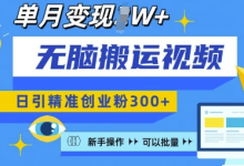 无脑搬运视频号可批量复制，新手即可操作，日引精准创业粉300+，月变现过W-蜗牛学社