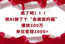 疯了吧!用AI做了个“会做饭的猫”,播放200万,单日变现1k-蜗牛学社