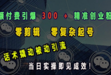 小额付费引爆 300 + 精准创业粉,零剪辑、零复杂起号,话术撬动被动引流,当日实操即见成效-蜗牛学社