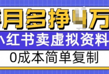 小红书虚拟资料项目,0成本简单复制,每个月多挣1W-蜗牛学社