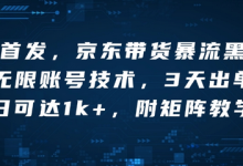 全网首发,京东带货暴流科技,无限账号技术,3天出单,单日可达1k+,附矩阵教学-蜗牛学社
