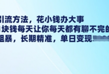 最新引流方法,花小钱办大事,只需1块钱每天让你每天都有聊不完的精准客户 简单粗暴,长期精准-蜗牛学社