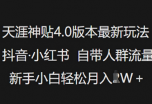 天涯神贴4.0版本最新玩法,抖音·小红书自带人群流量,新手小白轻松月入过W-蜗牛学社