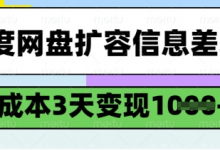 百度网盘扩容信息差项目,零成本,3天变现1k,详细实操流程-蜗牛学社