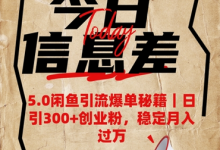 5.0闲鱼引流爆单秘籍,日引300+创业粉,稳定月入过W-蜗牛学社