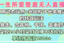 一生所爱无人整蛊升级版9.0,利用动态噪点+光斑粒子光条推进的特效玩法,实现24小时实时直播不违规操,单场日入1.5k-蜗牛学社
