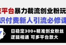 交友平台暴力截流创业粉玩法,知识付费新人引流必修课,日稳定300+精准创业粉丝,逻辑相通可多平台放大-蜗牛学社