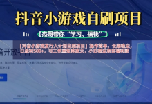 抖音小游戏发行人计划自刷项目,操作简单,长期稳定,日盈利5张,可工作室矩阵放大-蜗牛学社