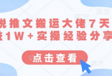 小说推文搬运大佬7天收益1W+实操经验分享-蜗牛学社