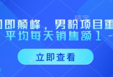 重回即颠峰，男粉项目重磅回归，平均每天销售额1-4W-蜗牛学社