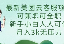 最新美团云客服项目,可兼职可全职,新手小白人人可做,月入3k无压力-蜗牛学社