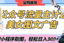 2025最新公众号美女图文流量主计划,搭配小程序取图轻松日入3张+(全网首发)-蜗牛学社