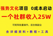 强势文化项目,一个社群收入25个W,0成本启动,可矩阵批量操作,原创详细实操教程-蜗牛学社