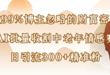 被99%博主忽略的财富密码:用AI批量收割中老年情感赛道,日引流300+精准粉-蜗牛学社