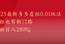 2025最新多多虚拟0.01玩法!虚拟也有新世界,轻松日入1k+-蜗牛学社
