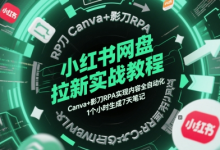 小红书网盘拉新实战教程,Canva+影刀RPA实现内容全自动化,1个小时生成7天笔记-蜗牛学社