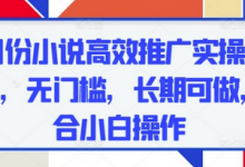 五月份小说高效推广实操，0成本，无门槛，长期可做，适合小白操作-蜗牛学社