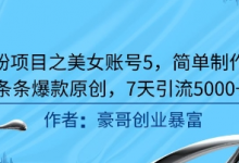 男粉项目之美女账号5，简单制作，条条爆款原创，7天引流5000+-蜗牛学社